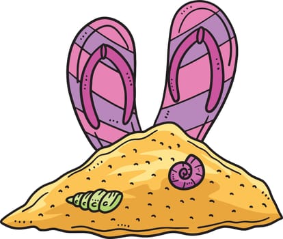 Slipper on the Sand Cartoon Colored Clipart