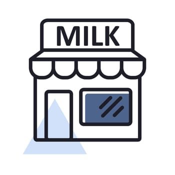 Dairy store facade vector icon. Dairy product sign. Graph symbol for cooking web site and apps design, logo, app, UI