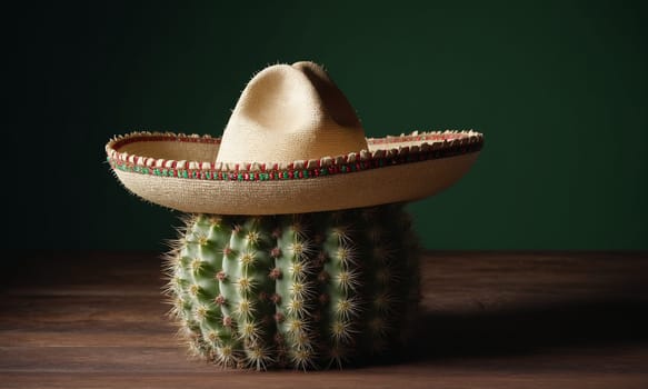 Mexican cactus with sombrero