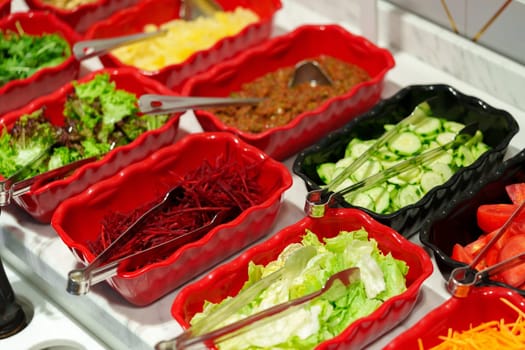 Colorful Salad Buffet Spread Displaying an Array of Fresh Ingredients During Brunch