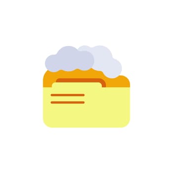 File folder vector icon. Colorful cloud file storage logo. Open vector document. A simple directory icon on the desktop. Vector illustration of storage.