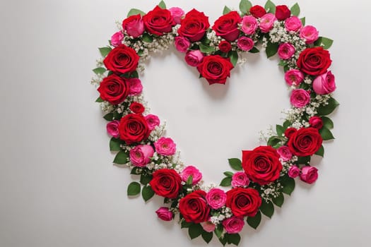 The image is a heart-shaped wreath made of red roses, with a white background.