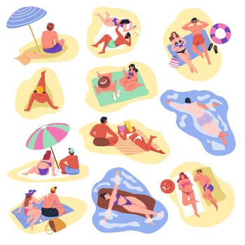 Beach Activities Collage Vector Art