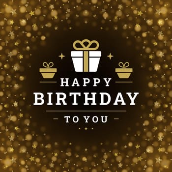 Happy birthday to you festive vintage greeting card typographic template vector illustration