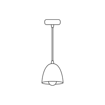 Hanging lamp vector line icon. Lamp logo outline icon. Loft style chandelier. Black line light bulb vector. Vector illustration. Home interior lighting.