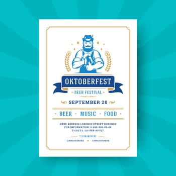 Oktoberfest party flyer vintage typography template design invitation beer festival celebration vector poster.