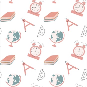 Cute school pattern with supplies