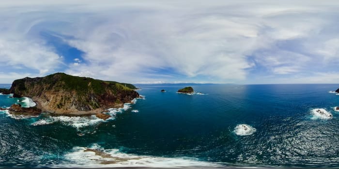 Seascape with tropical island. Philippines. Virtual Reality 360.