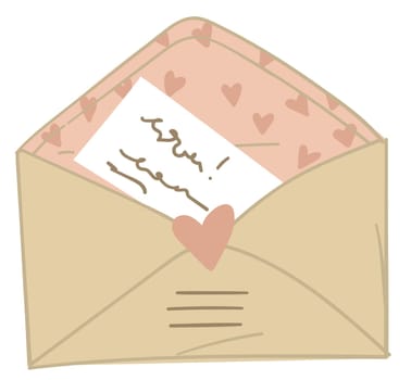 Post envelope with love letter, valentines day