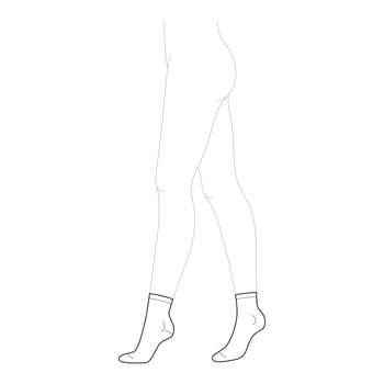 Ankle-high stocking hosiery hose. Fashion accessory clothing technical illustration. Vector side view for Men, women
