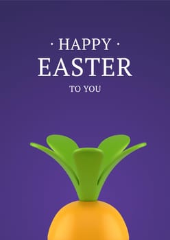 Happy Easter orange carrot 3d greeting card design template holiday celebration realistic vector illustration