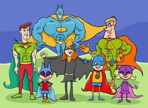 cartoon heros and superheroes fantasy characters group