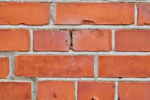 Zoom, red and brick wall for wallpaper or building with concrete material for architecture, texture and surface. Stone, masonry and clay or cement to hold or plaster together for construction.