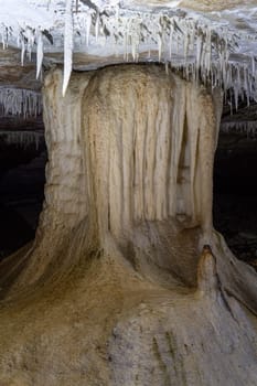 Majestic natural limestone formations in underground cave