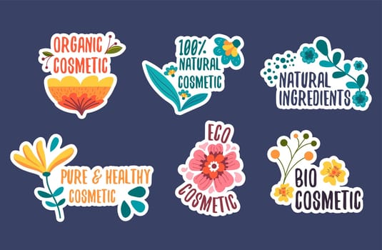 Organic cosmetic promotion sticker design set