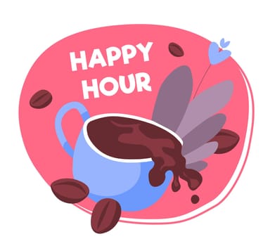Happy hour in coffee house, cafe drinks vector