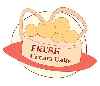 Fresh cream cake, bakery delicious desserts label