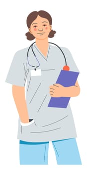 Therapist with notebook and stethoscope vector