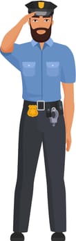 Standing policeman in working uniform