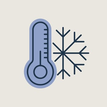 Thermometer and snowflake icon. Thermometer cold