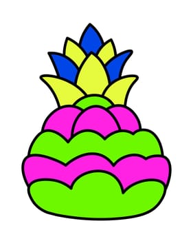 Colorful pineapple, tropical fruit sticker patch