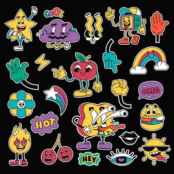 Stickers and patches, emoticons and emoji packs