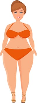 Beautiful overweight woman in bikini swimsuit