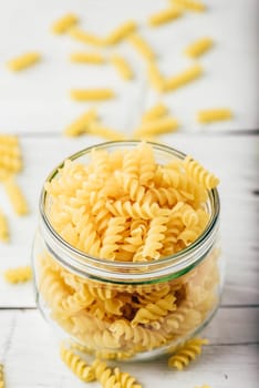 Jar of fusilli pasta