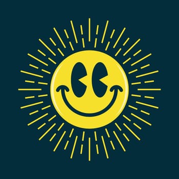 Happiness smiling face emoji, shining like a sun