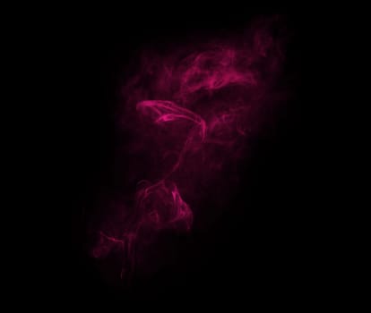 Pink smoke, black background and gas, vapor and incense with mockup space and art. Creative abstract, mist with special effects for burning flame and dark in a studio, glow and texture with fire