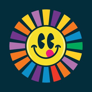 Colorful face savoring food cartoon emoji