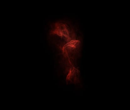 Red flame, black background and smoke, fire and incense with mockup space and art. Creative abstract, light and mist with special effect, burning and dark in a studio, glow and texture with vapor