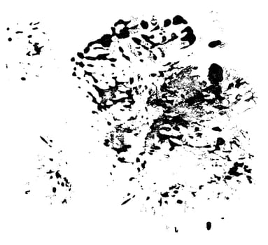 Black paint splashes on a white isolated background