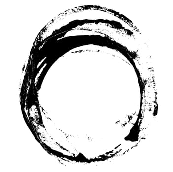 Round black paint imprint on white isolated background