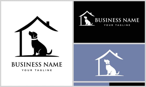 silhouette dog and home logo
