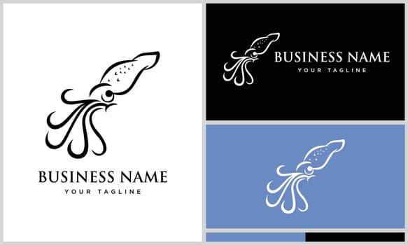 line art squid logo template