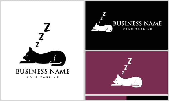 silhouette dog sleep logo template