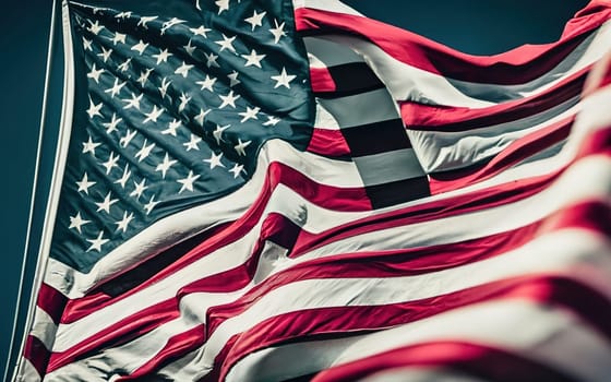 Dark Blue Toned USA Flag Background - Patriotic American Design