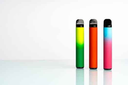 disposable electronic cigarettes on white background