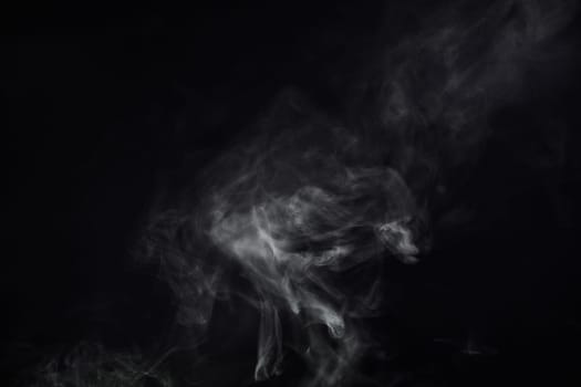 Smoke, black background and mist, fog or gas on mockup space wallpaper. Cloud, smog and magic effect on dark backdrop of steam with abstract texture, pollution pattern or incense vapor moving in air