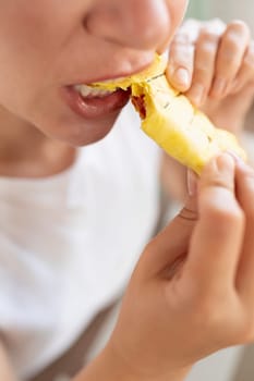 woman takes a bite of shawarma during breakfast
