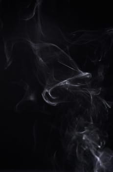 Smoke, dark background and steam, fog or gas on mockup space wallpaper. Cloud, smog and magic effect on black backdrop of mist with abstract texture, pollution pattern and incense vapor moving in air