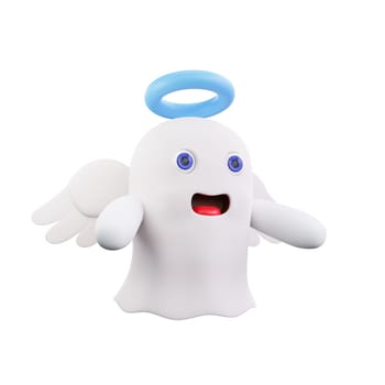 3d Ghost with Halo and Wings halloween