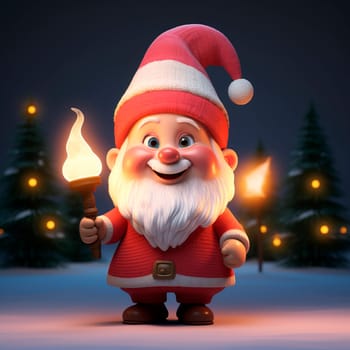 Cute Christmas gnome on a New Year's background.