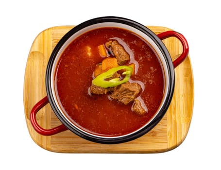 Traditional Hungarian goulash soup