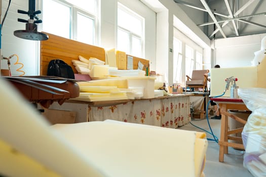 Furniture manufacture and upholstery in furniture factory