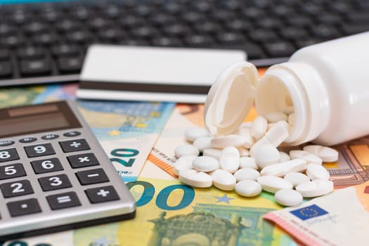 Ordering Medicines. Pills and Capsules on the Euro Banknotes