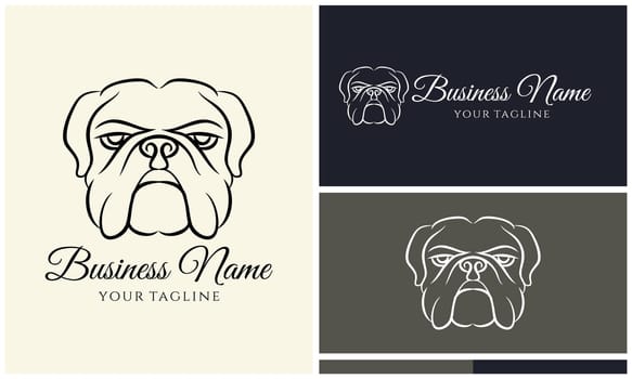 line art bulldog logo template
