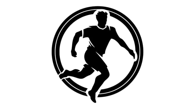 Running sprinter man. Flat vector illustration icon, logo design isolated on white background