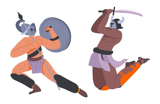 Gladiators fighting, combat tournament battle